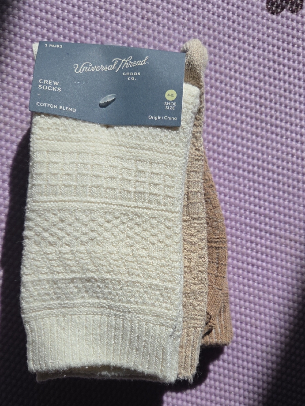 Universal Thread Women's Crew Socks - Cream Beige & Brown Tone Set
